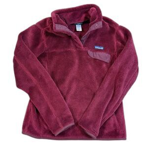Patagonia Women’s Medium Snap-T Pullover Maroon Polartec Fleece GUC Quarter Snap